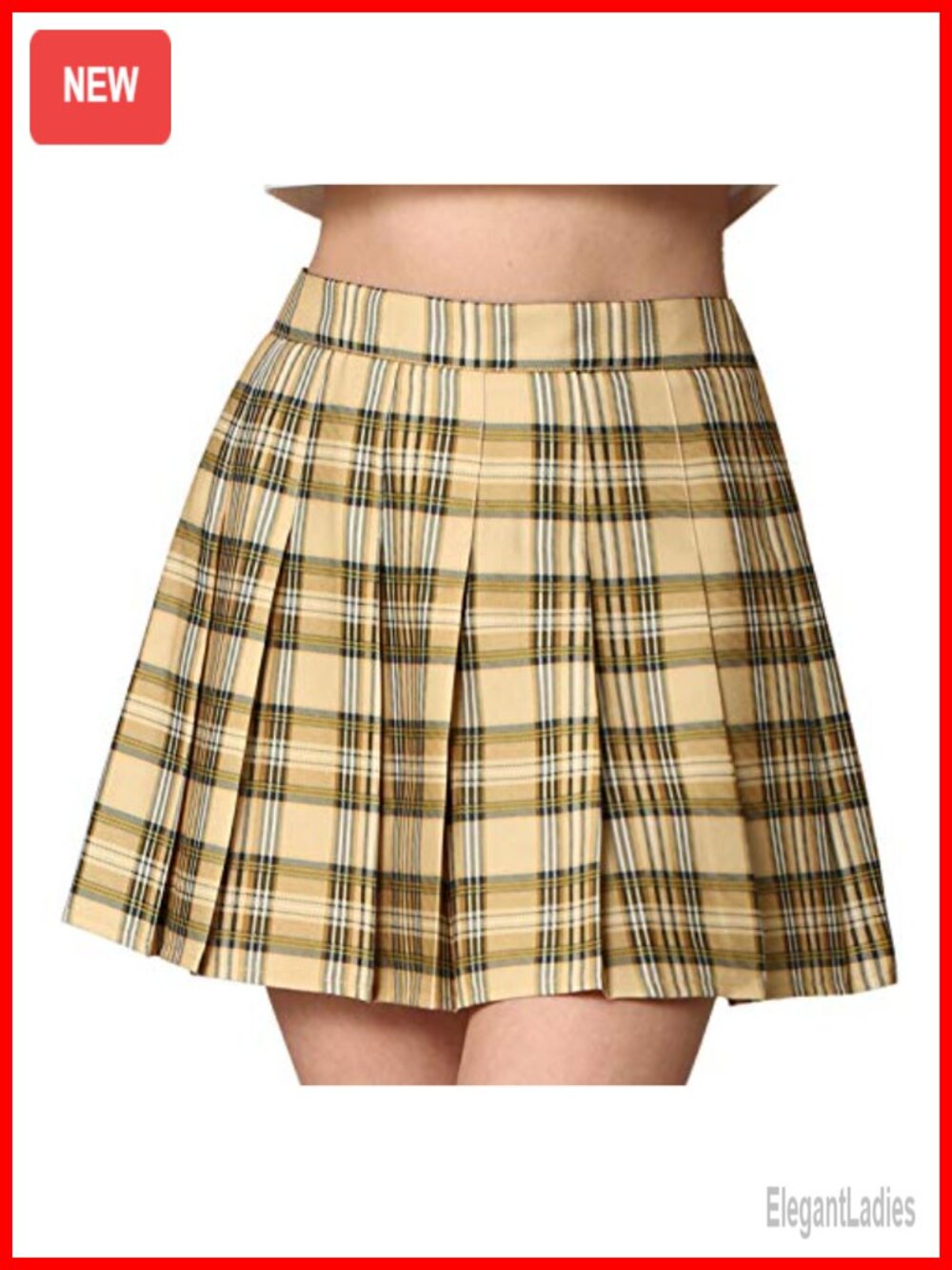 High Waist Mini Plaid Pleated Skater Tennis Skirt with Lining Shorts